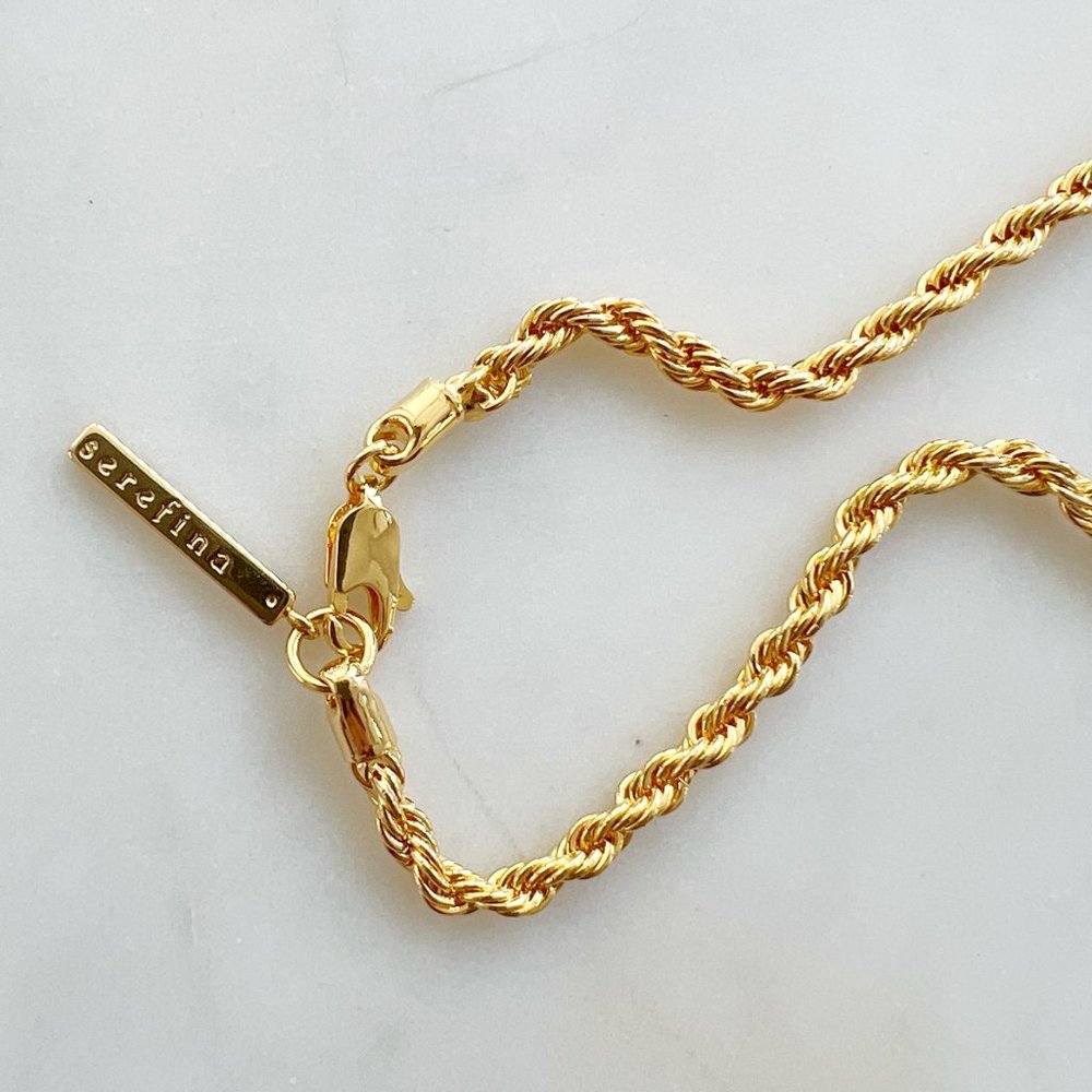 ✨sold✨ anthropologie • serefina 14k gold plated braided chain necklace - Picture 6 of 6